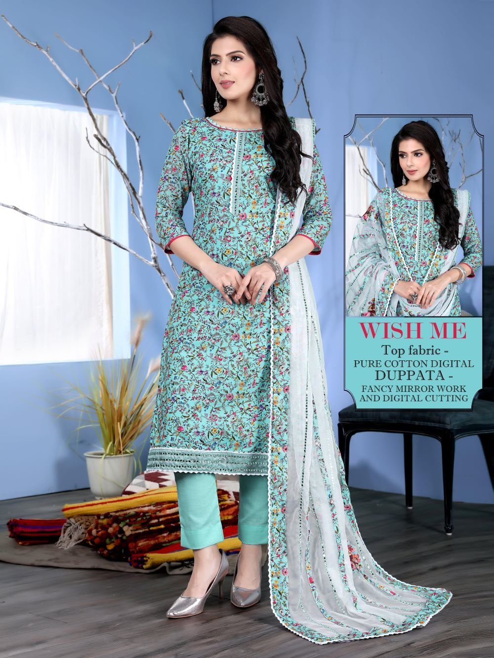 Metallic shimmer unstitched suit – premium wholesale design